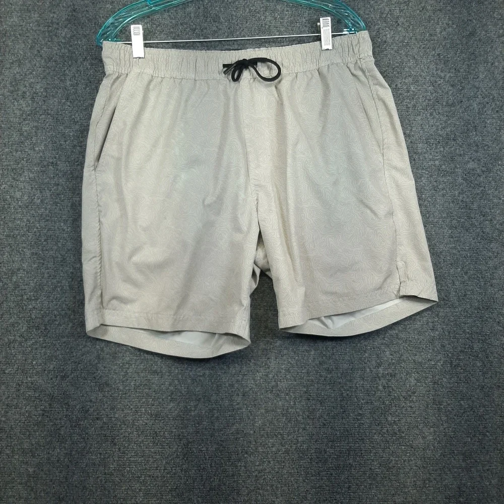 Veece Topographic Print Golf Shorts Size M Tan Mens Gorpcore Casual Drawstring